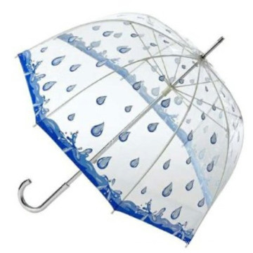 Rain Printing Transparent Straight Umbrella (BD-35)